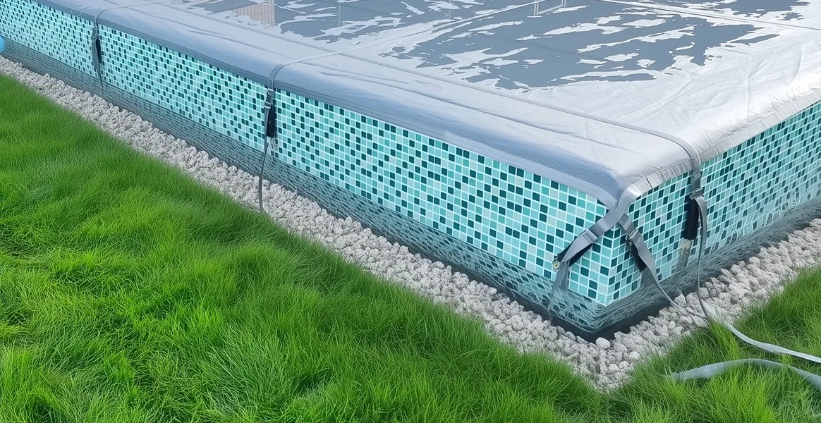 Покрывало для бассейна под снегом — защита зимой в Долгопрудном